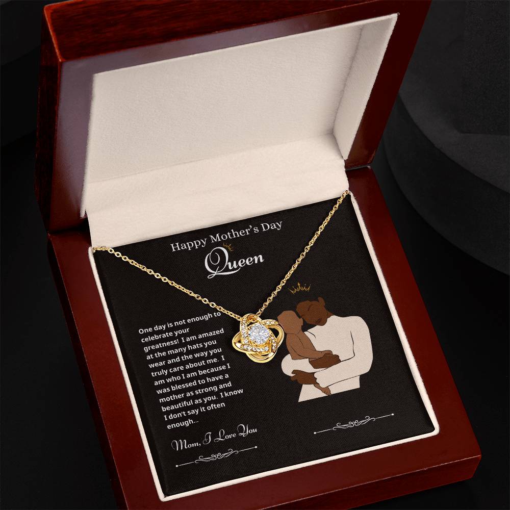 Happy Mother's Day Queen Love Knot Necklace Black 3