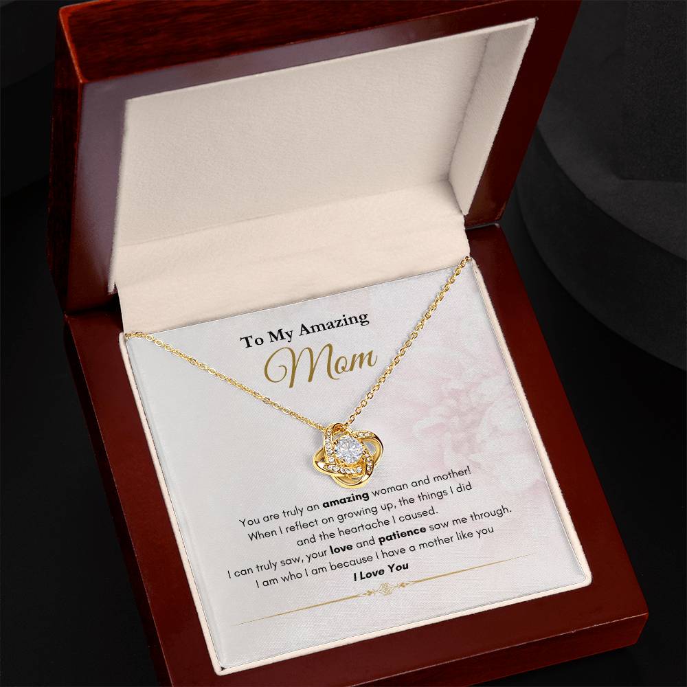 My Amazing Mom Love Knot Necklace Pink