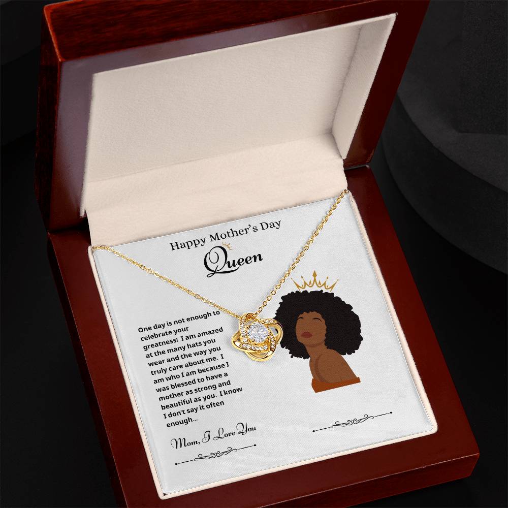 Happy Mother's Day Queen Love Knot Necklace White 2