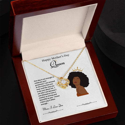 Happy Mother's Day Queen  Love Knot Necklace White 2