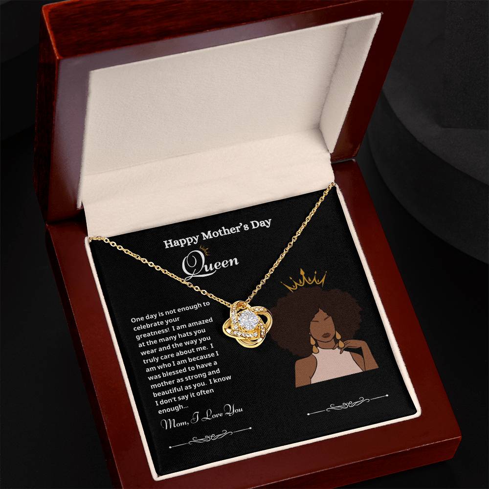 Happy Mother's Day Queen Love Knot Necklace Black