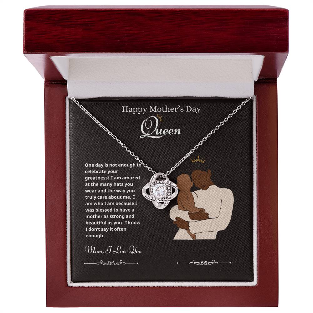 Happy Mother's Day Queen Love Knot Necklace Black 3