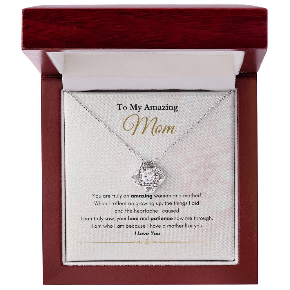 My Amazing Mom Love Knot Necklace Pink