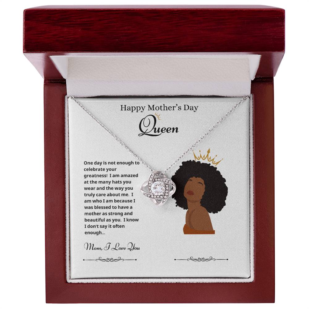 Happy Mother's Day Queen Love Knot Necklace White 2