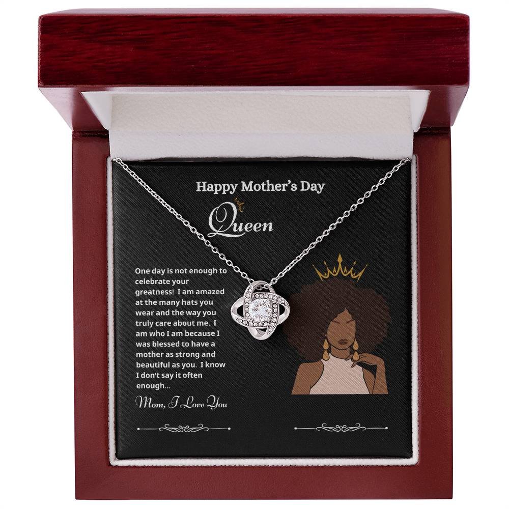 Happy Mother's Day Queen Love Knot Necklace Black