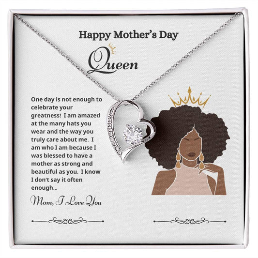 Happy Mother's Day Queen Forever Love Necklace white