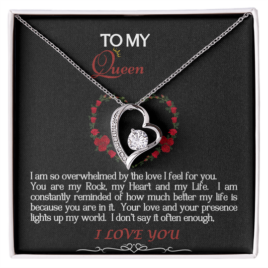 Forever Love Necklace/My Queen/Blk White