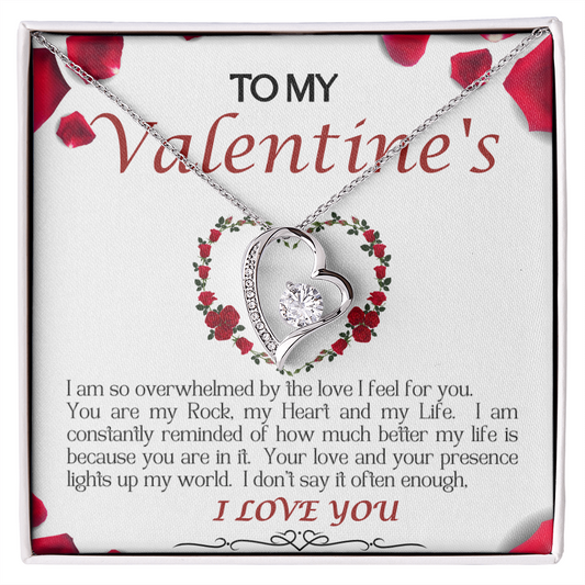 Forever Love Necklace/My Valentine/White Rose