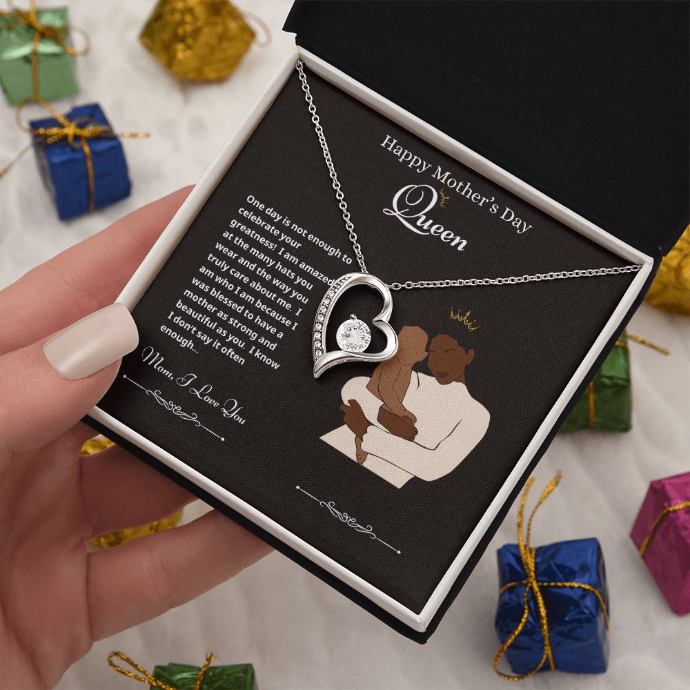 Happy Mother's Day Queen Forever Love Necklace Black 3