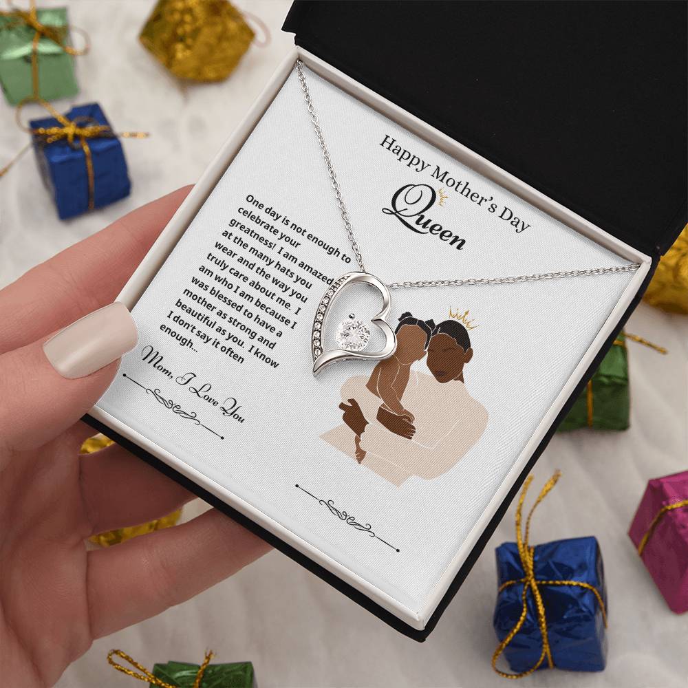 Happy Mother's Day Queen Forever Love Necklace White 2