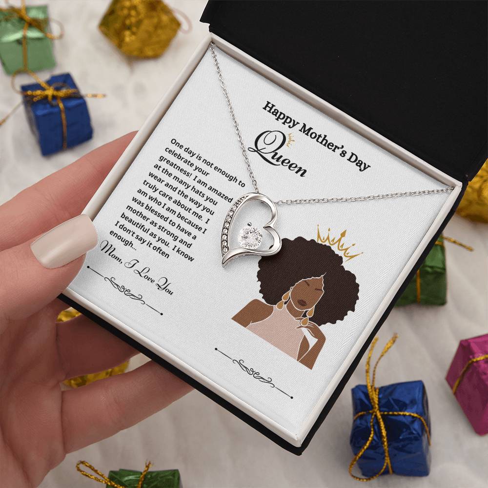 Happy Mother's Day Queen Forever Love Necklace white