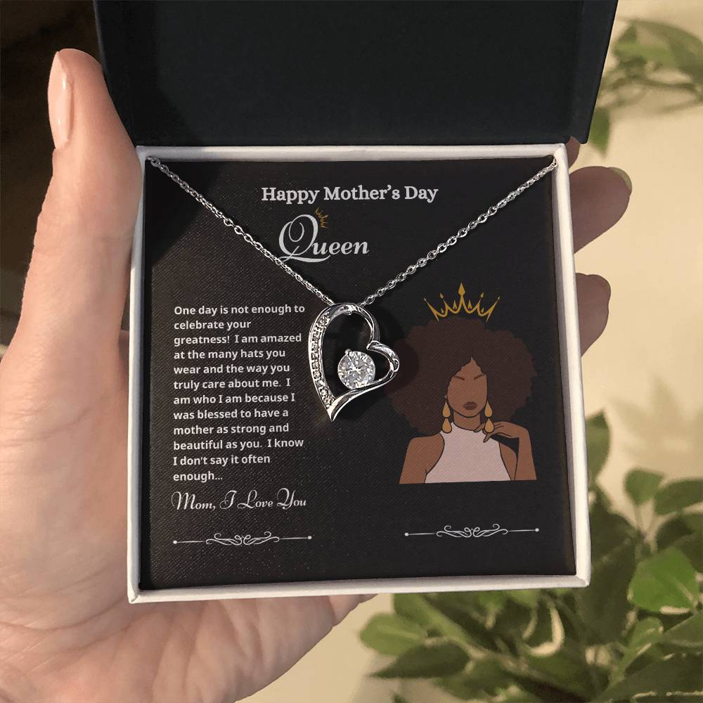 Happy Mother's Day Queen Forever Love Necklace Black