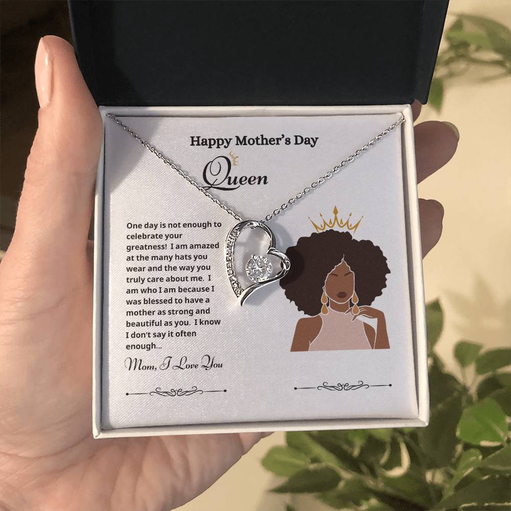 Happy Mother's Day Queen Forever Love Necklace white