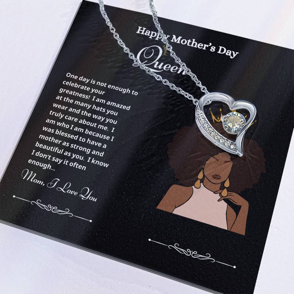 Happy Mother's Day Queen Forever Love Necklace Black
