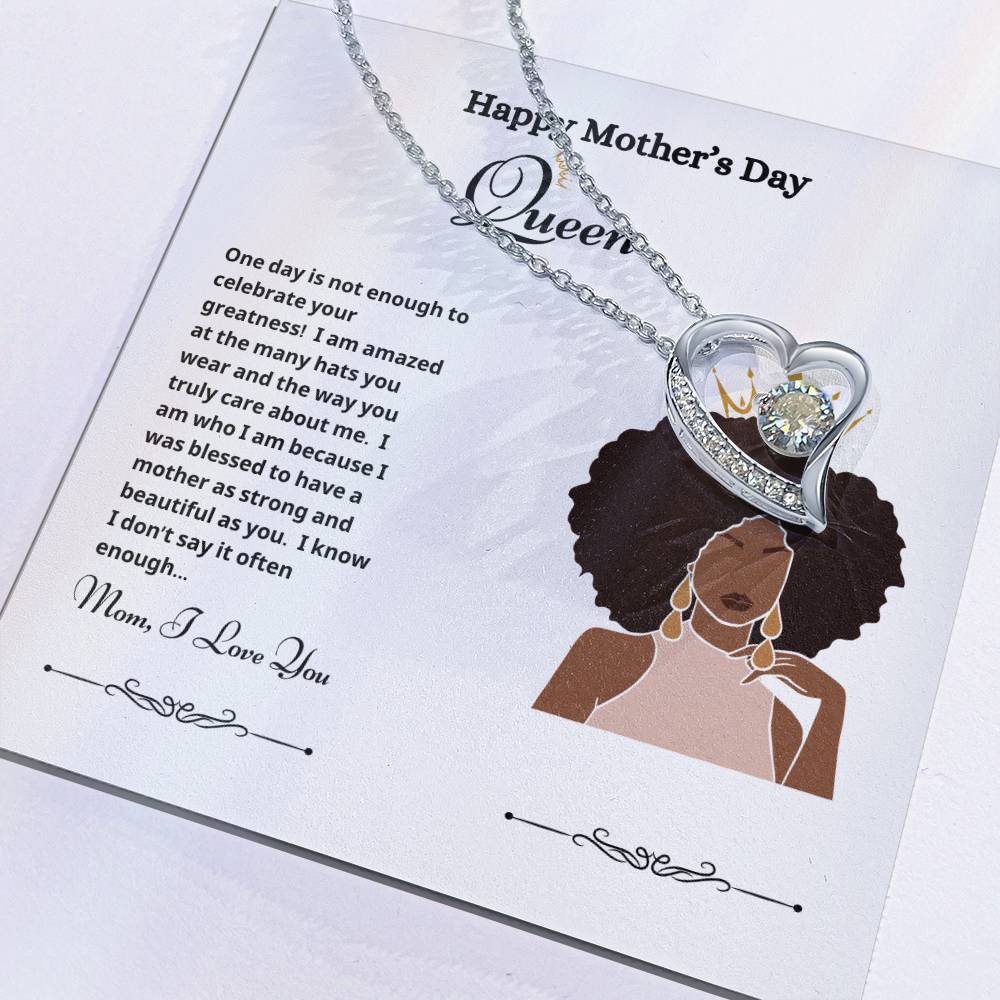 Happy Mother's Day Queen Forever Love Necklace white