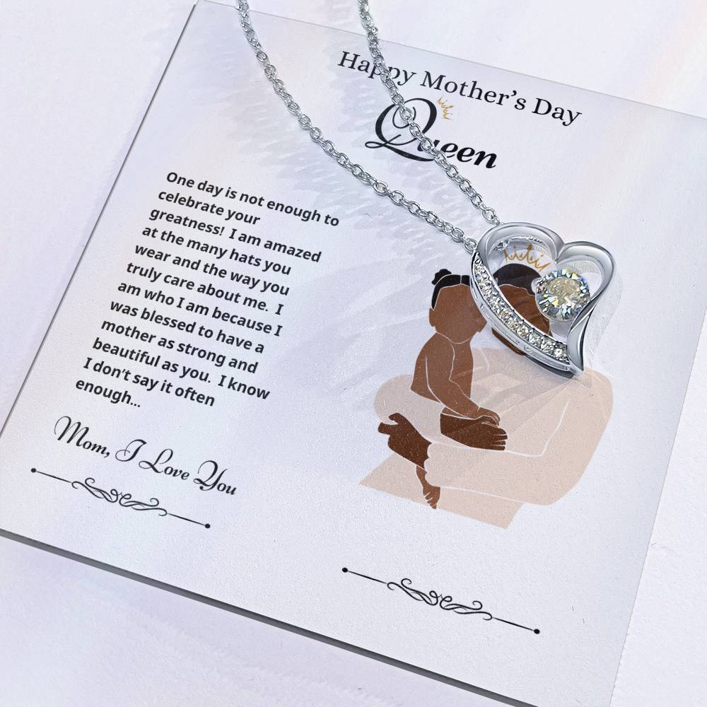 Happy Mother's Day Queen Forever Love Necklace White 2