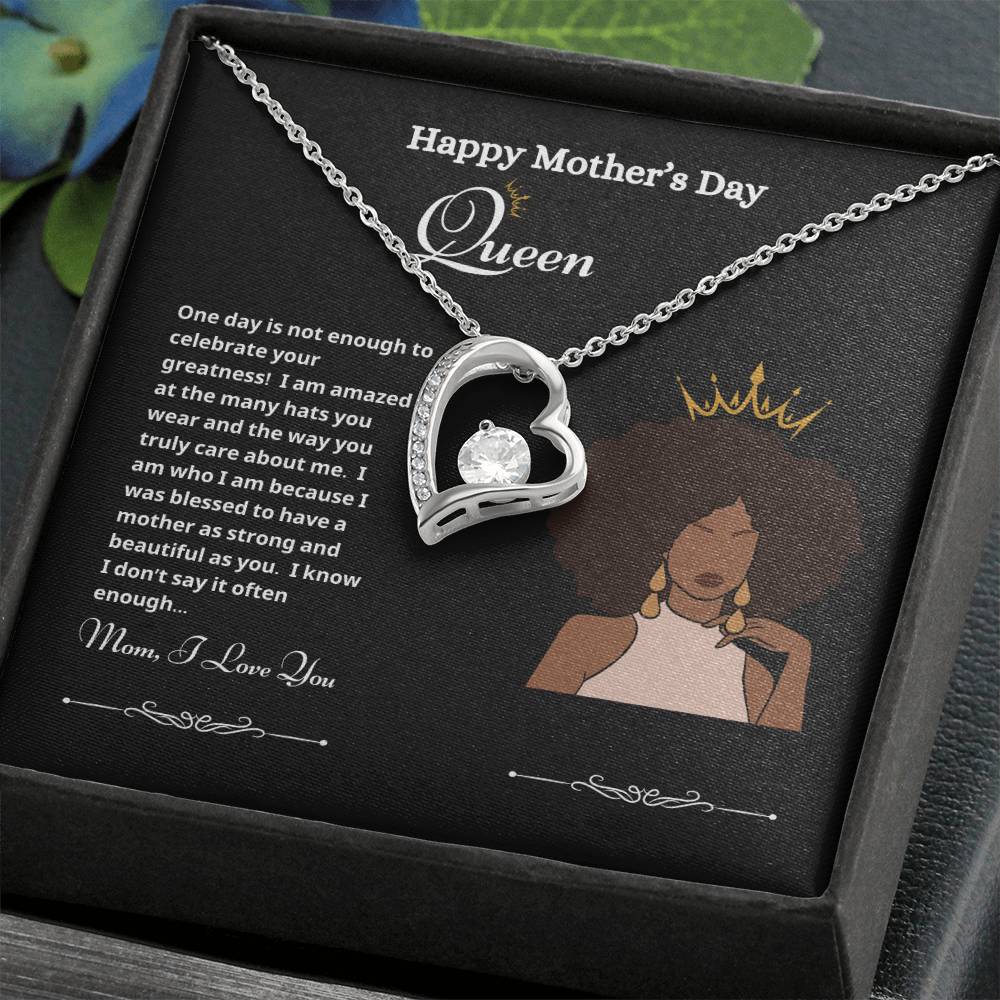 Happy Mother's Day Queen Forever Love Necklace Black