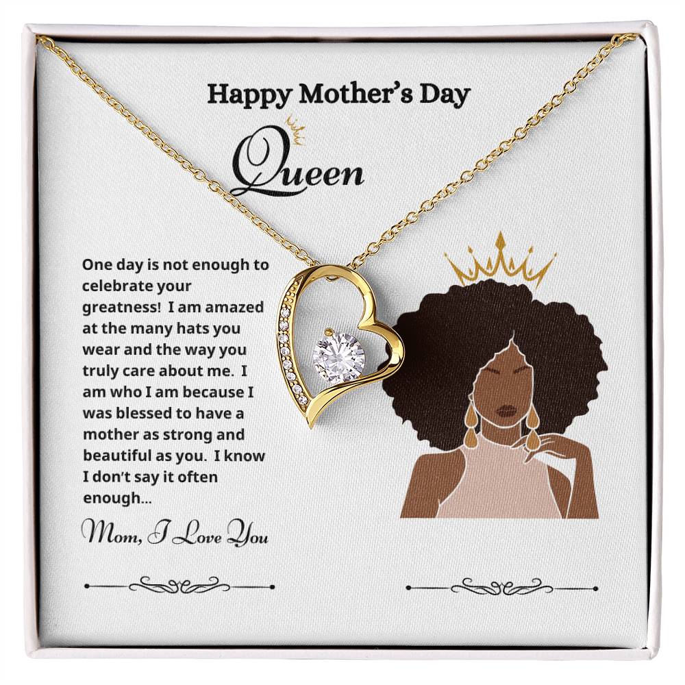 Happy Mother's Day Queen Forever Love Necklace white