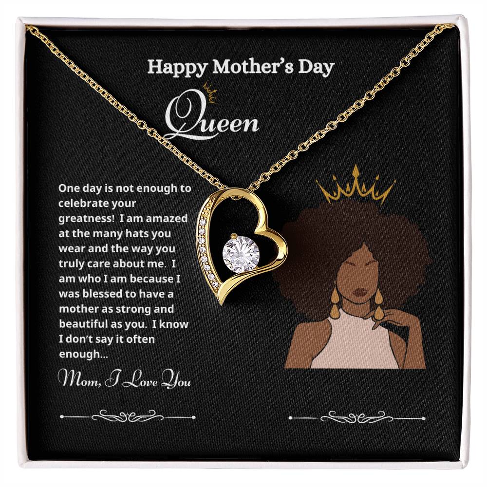Happy Mother's Day Queen Forever Love Necklace Black