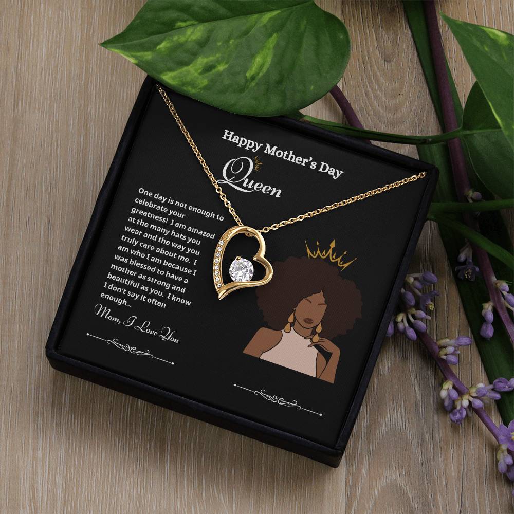 Happy Mother's Day Queen Forever Love Necklace Black