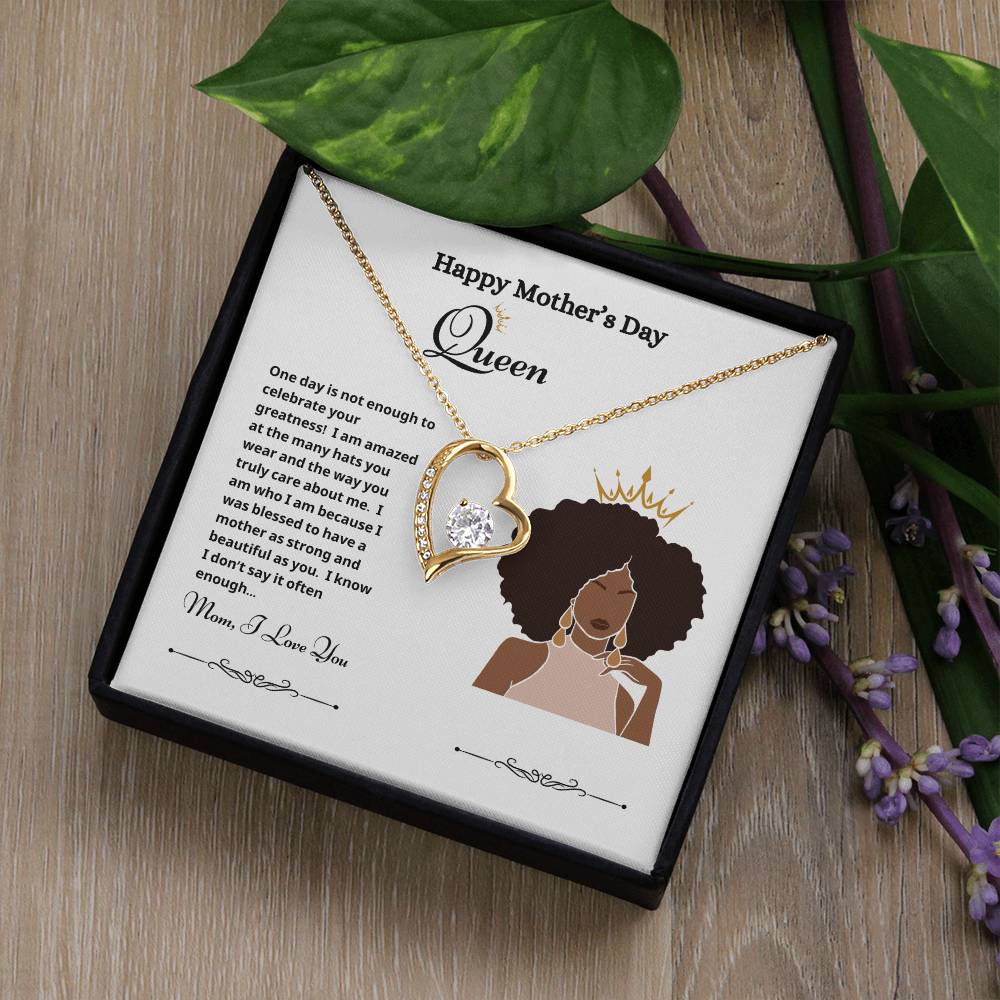 Happy Mother's Day Queen Forever Love Necklace white
