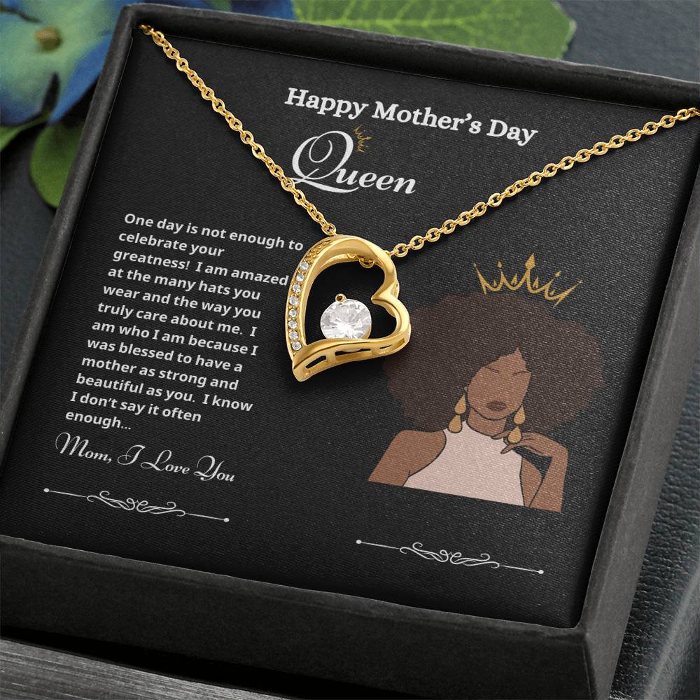 Happy Mother's Day Queen Forever Love Necklace Black