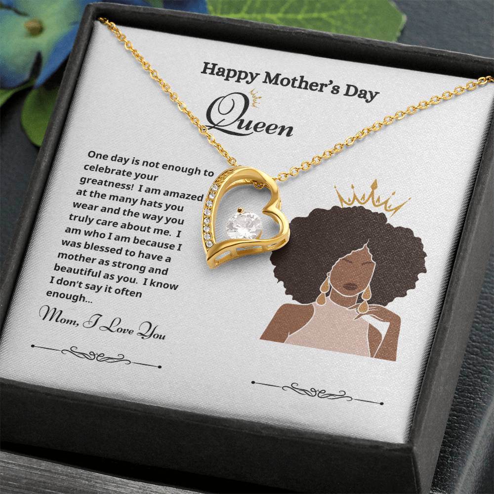 Happy Mother's Day Queen Forever Love Necklace white