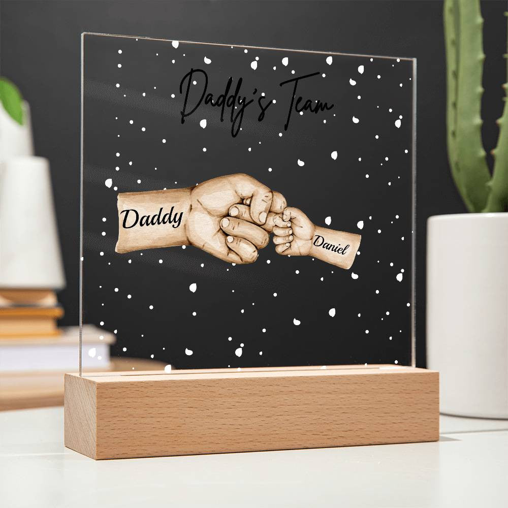 Daddy's Team Acrylic Plaque /Personalize With Names and Skin Tone