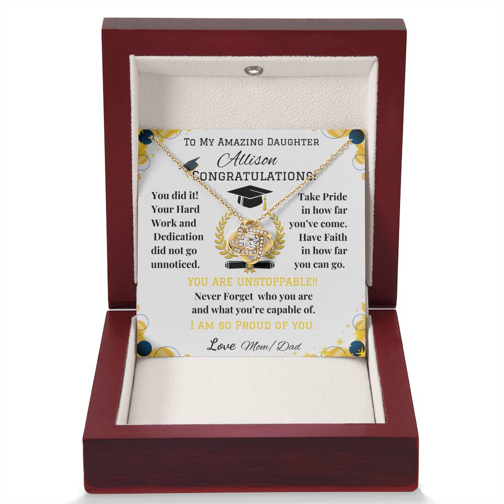 To My Amazing Daughter - Love Knot Necklace - Graduation