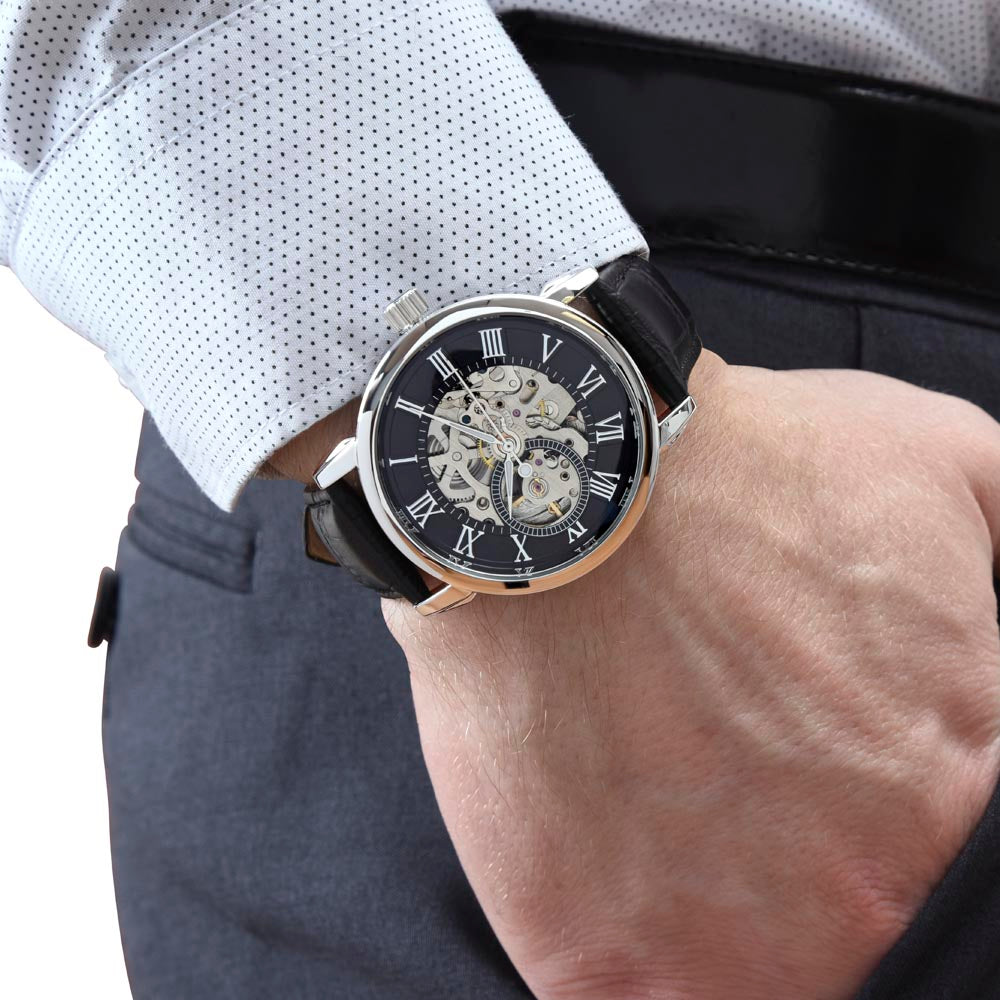 Thank You Dad- Men's Openwork Watch - Leather Band