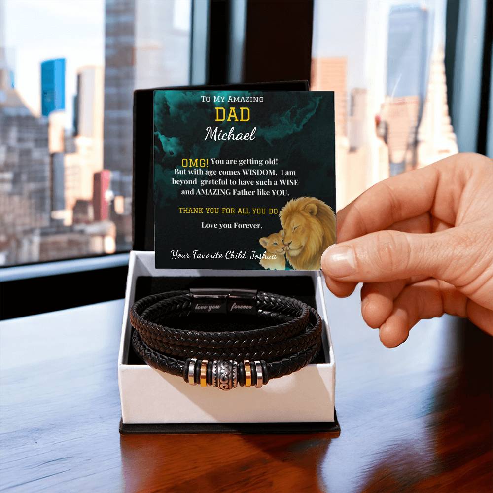 Amazing Dad-Love You Forever Bracelet/ w Vegan Leather