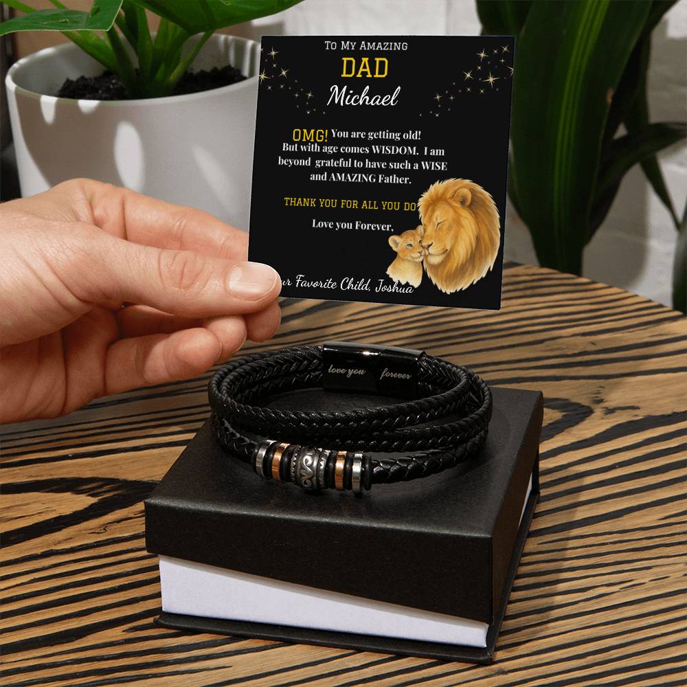 Amazing Dad-Love You Forever Bracelet/ w Vegan Leather