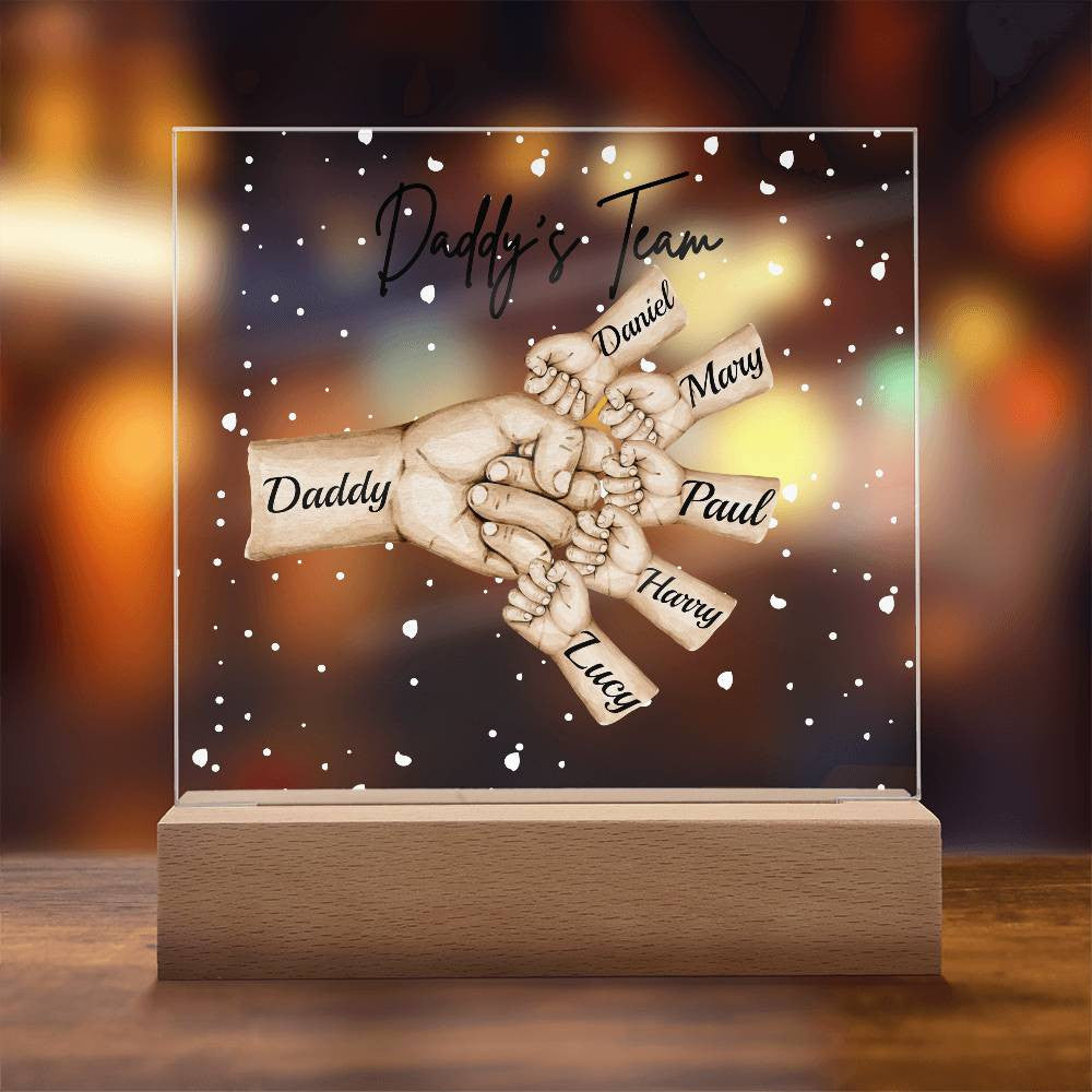 Daddy's Team Acrylic Plaque /Personalize With Names and Skin Tone
