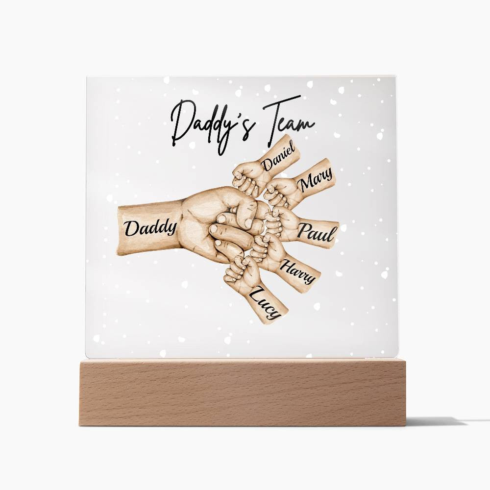 Daddy's Team Acrylic Plaque /Personalize With Names and Skin Tone