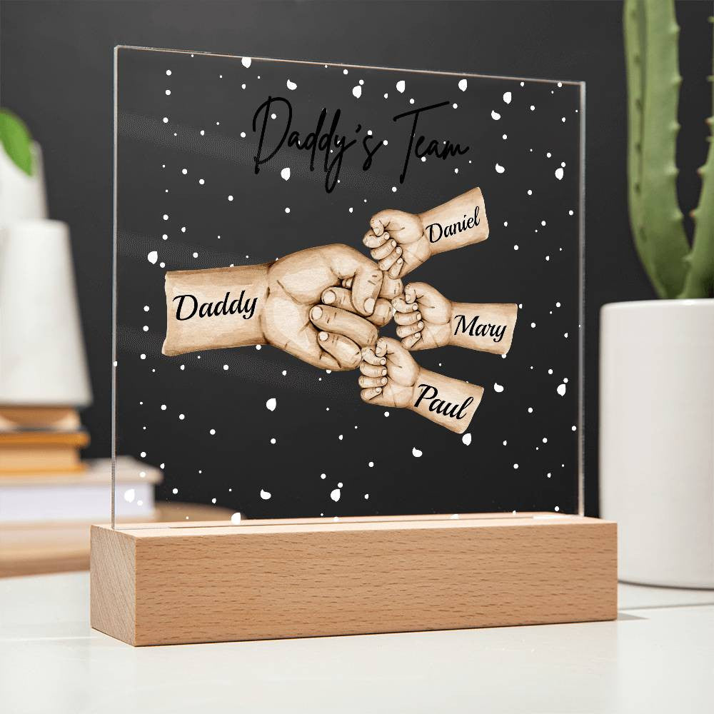 Daddy's Team Acrylic Plaque /Personalize With Names and Skin Tone