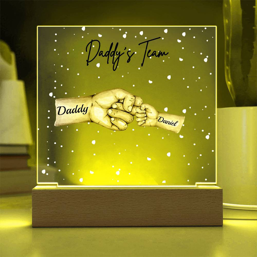 Daddy's Team Acrylic Plaque /Personalize With Names and Skin Tone