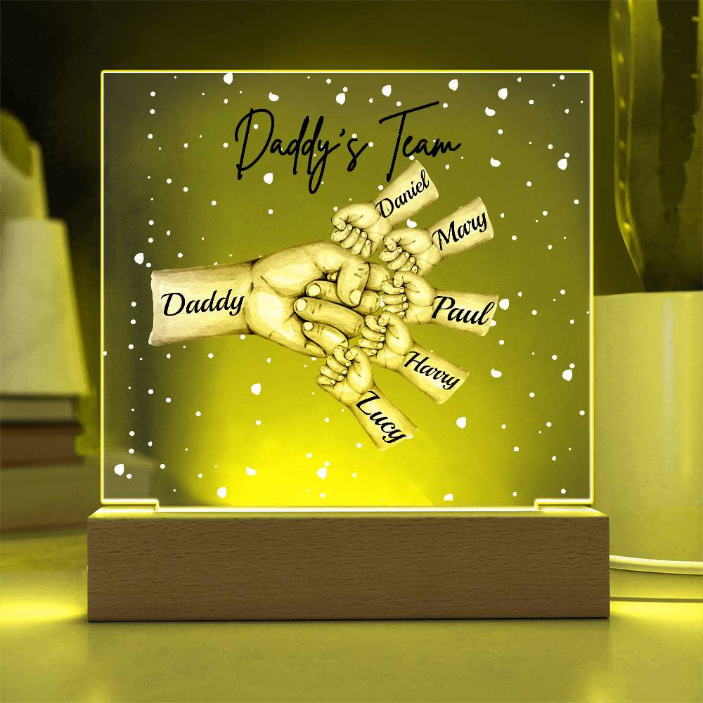 Daddy's Team Acrylic Plaque /Personalize With Names and Skin Tone