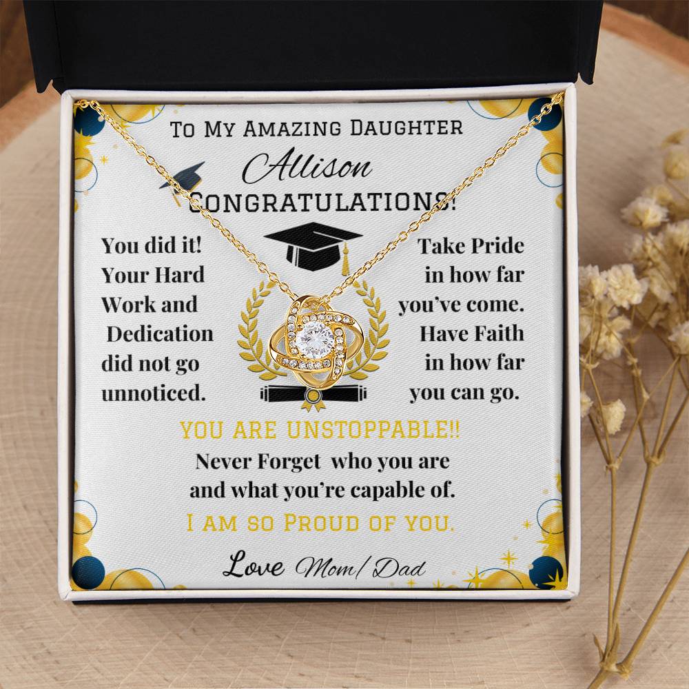 To My Amazing Daughter - Love Knot Necklace - Graduation