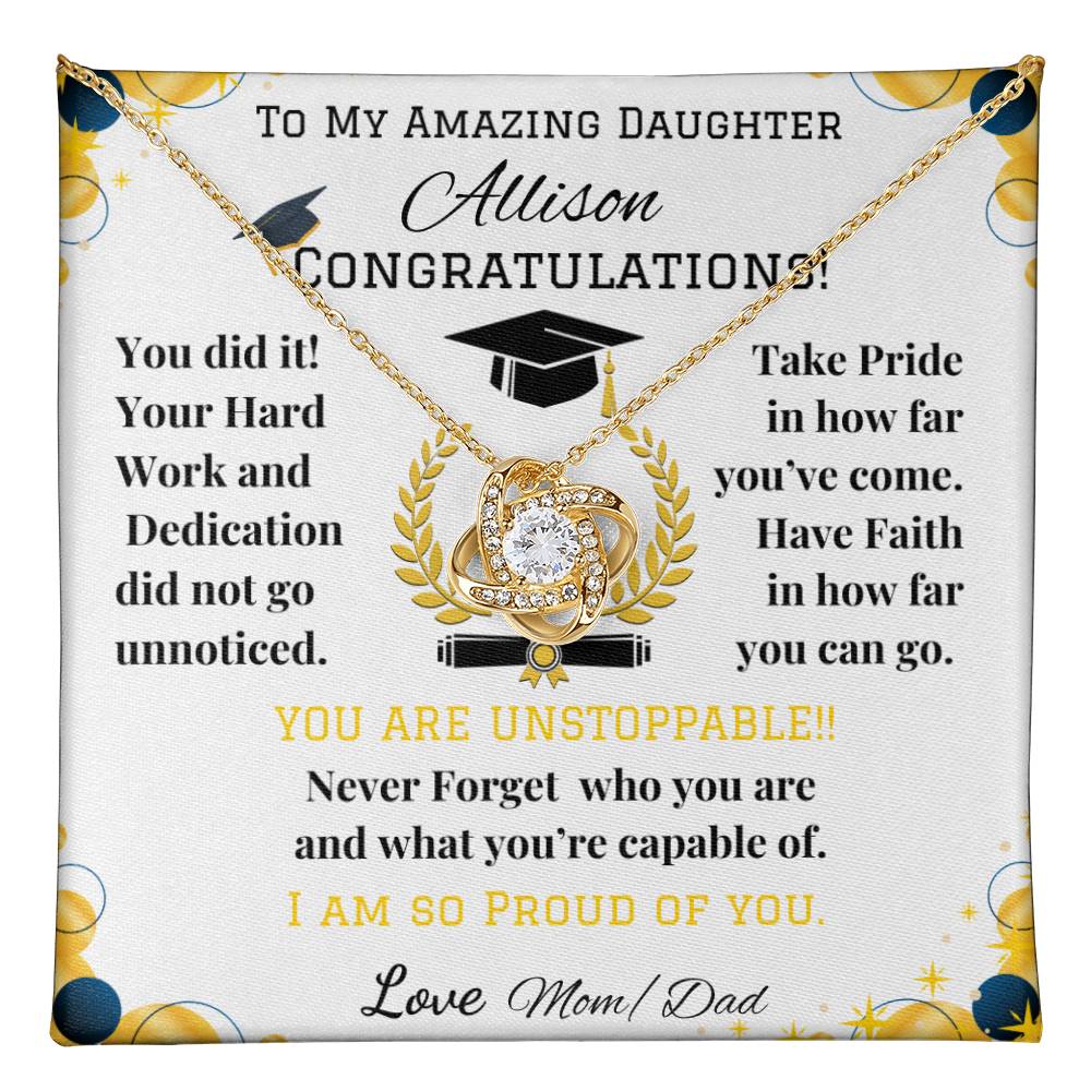 To My Amazing Daughter - Love Knot Necklace - Graduation
