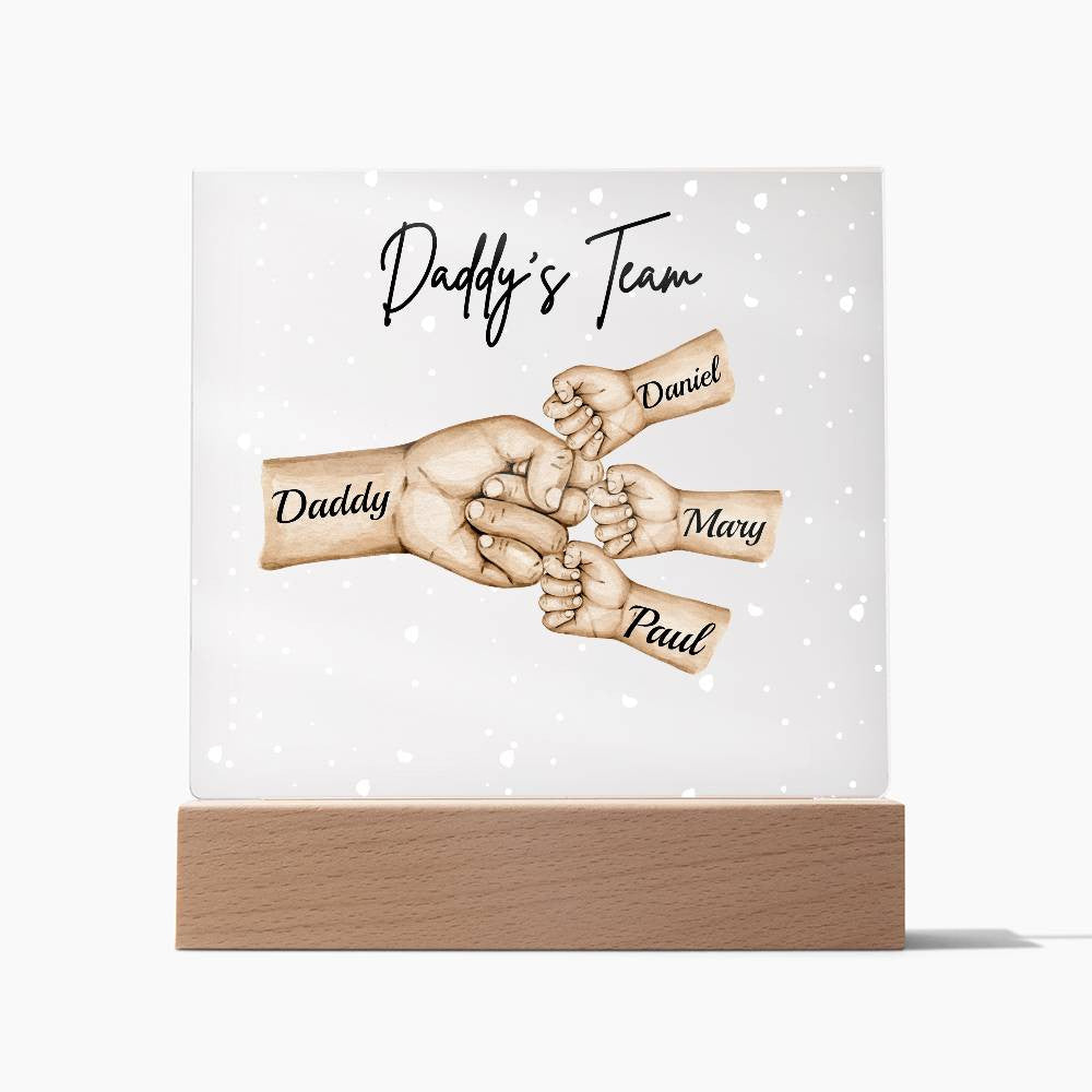 Daddy's Team Acrylic Plaque /Personalize With Names and Skin Tone