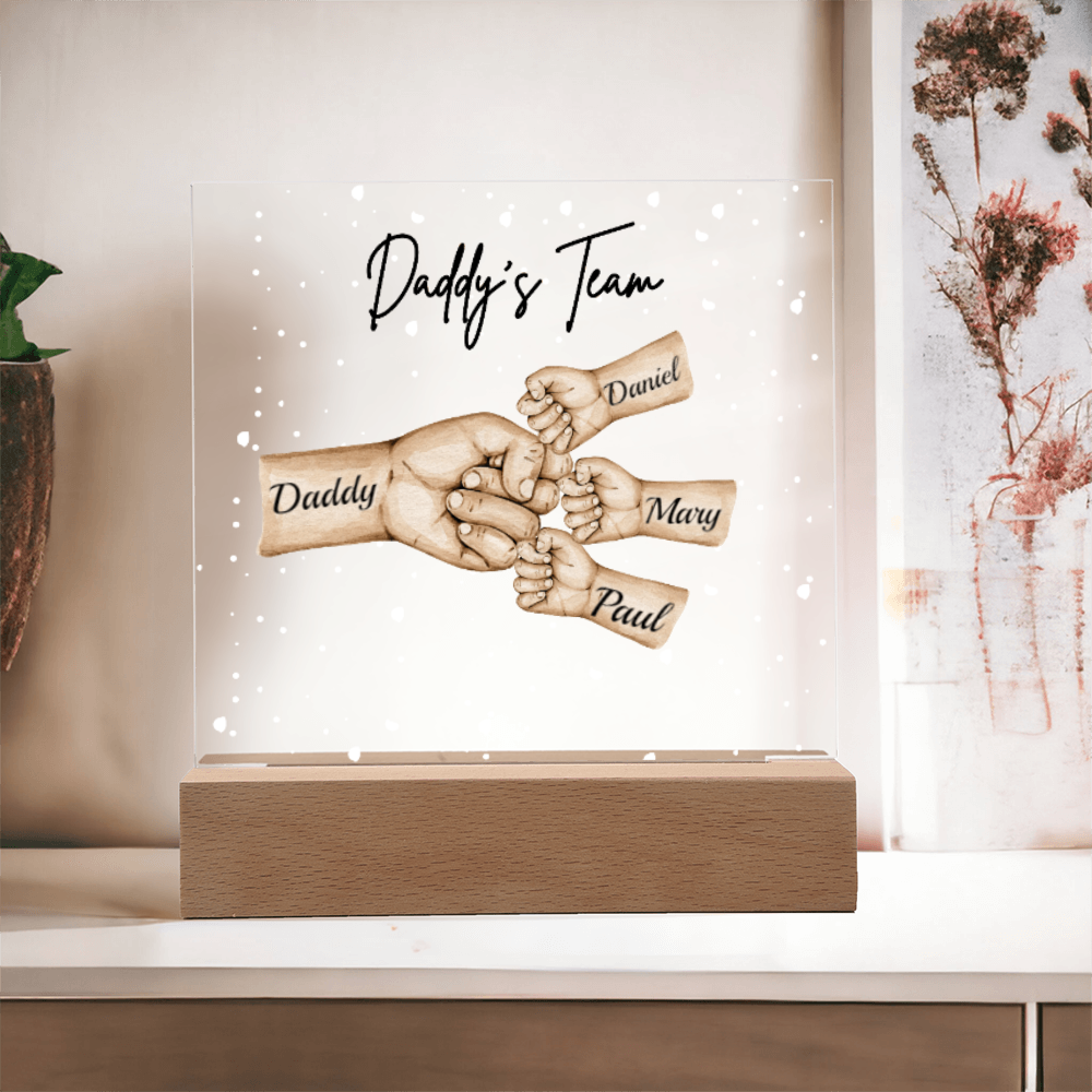Daddy's Team Acrylic Plaque /Personalize With Names and Skin Tone