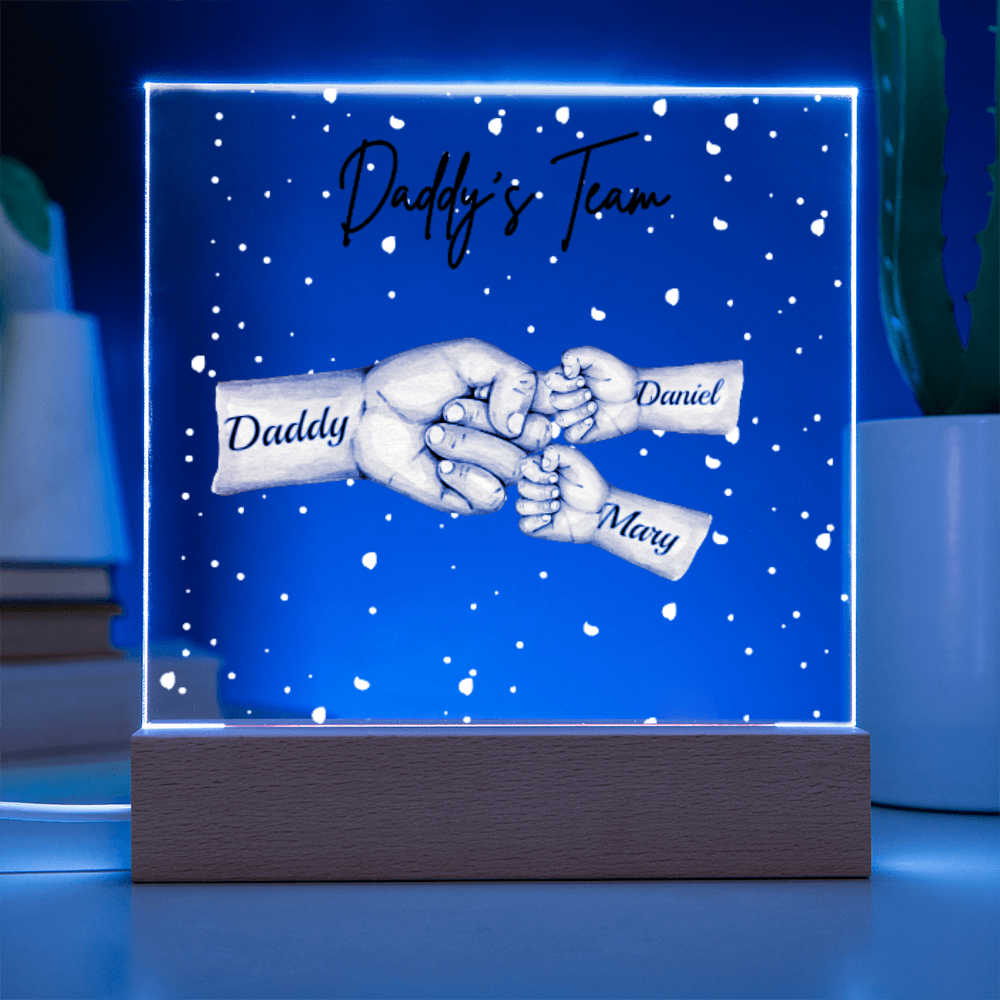 Daddy's Team Acrylic Plaque /Personalize With Names and Skin Tone