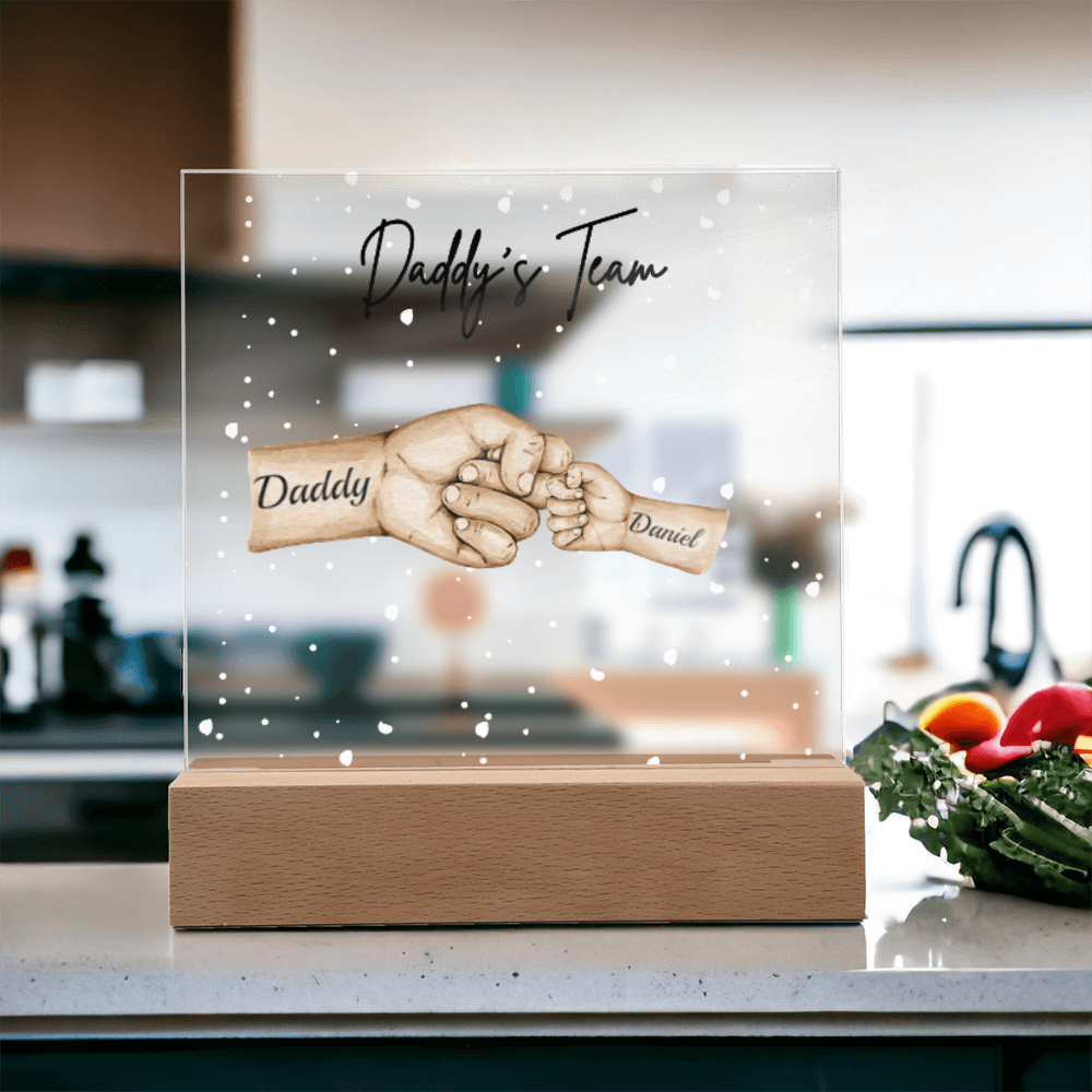 Daddy's Team Acrylic Plaque /Personalize With Names and Skin Tone
