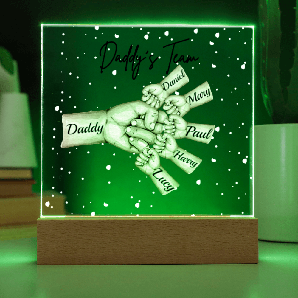 Daddy's Team Acrylic Plaque /Personalize With Names and Skin Tone