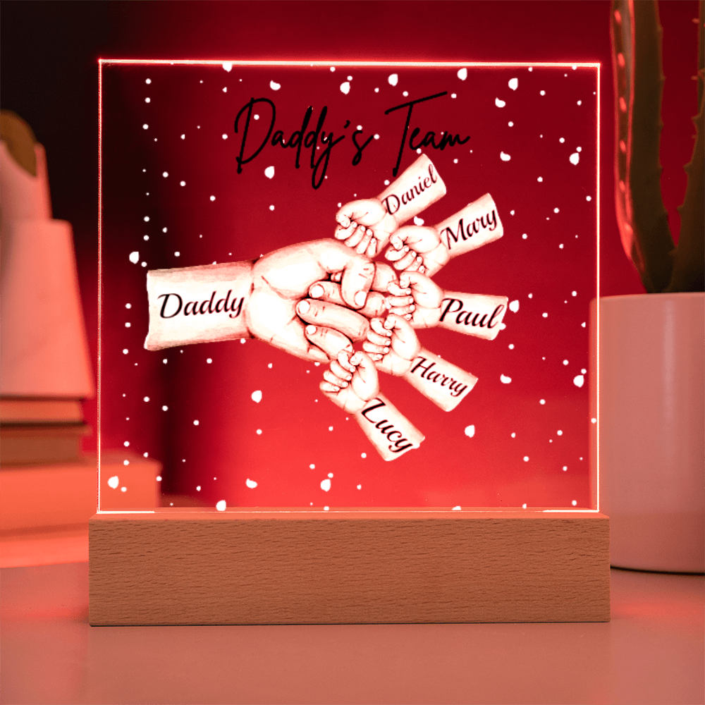 Daddy's Team Acrylic Plaque /Personalize With Names and Skin Tone
