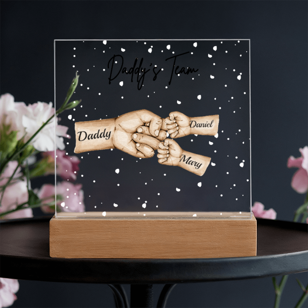Daddy's Team Acrylic Plaque /Personalize With Names and Skin Tone