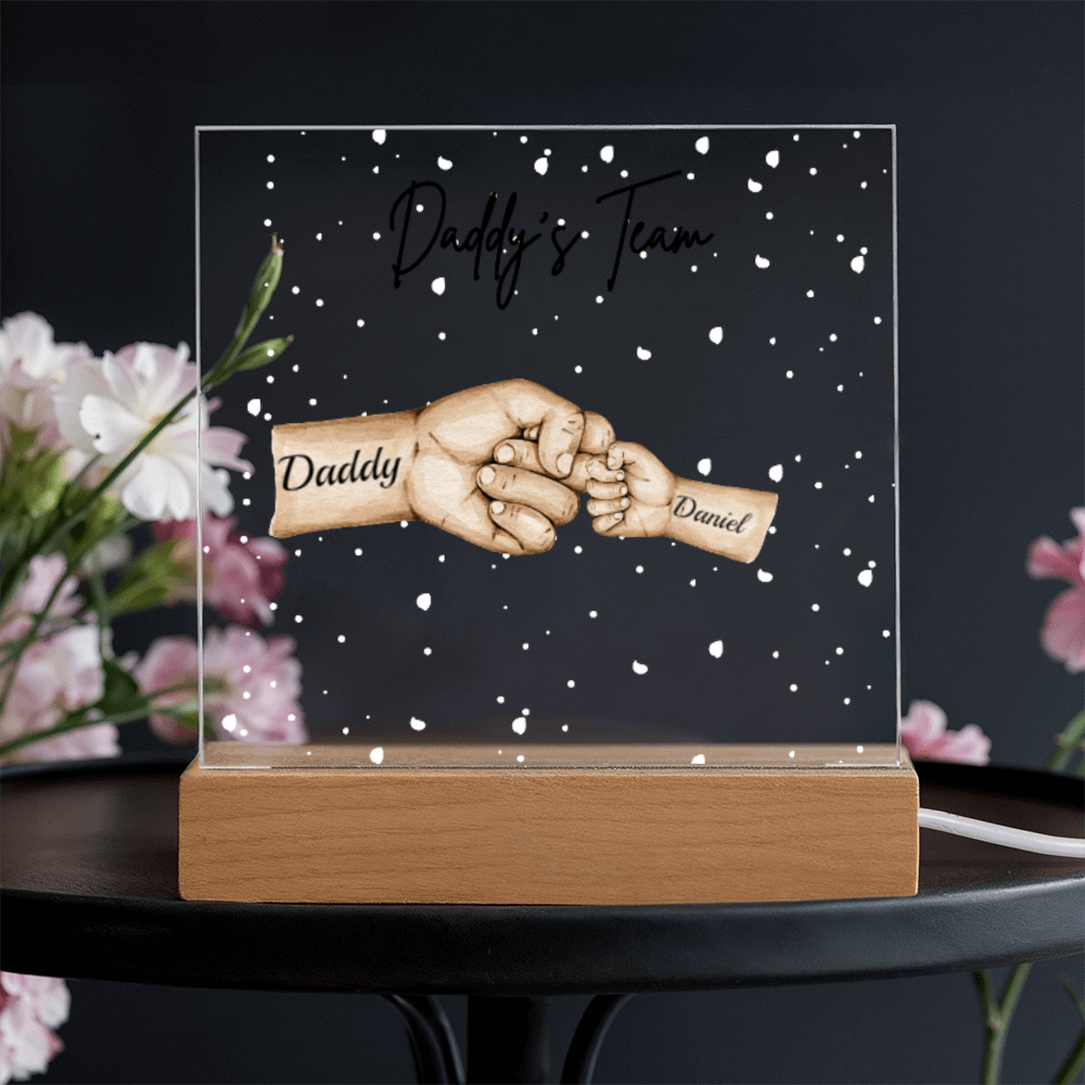 Daddy's Team Acrylic Plaque /Personalize With Names and Skin Tone
