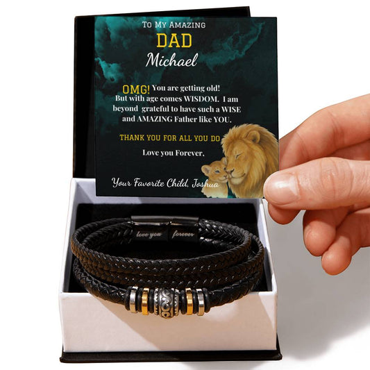 Amazing Dad-Love You Forever Bracelet/ w Vegan Leather