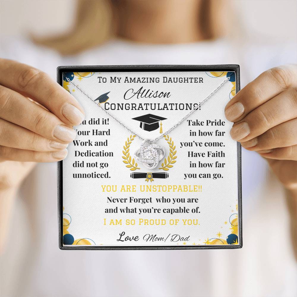 To My Amazing Daughter - Love Knot Necklace - Graduation