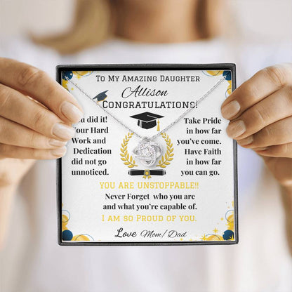 To My Amazing Daughter - Love Knot Necklace - Graduation